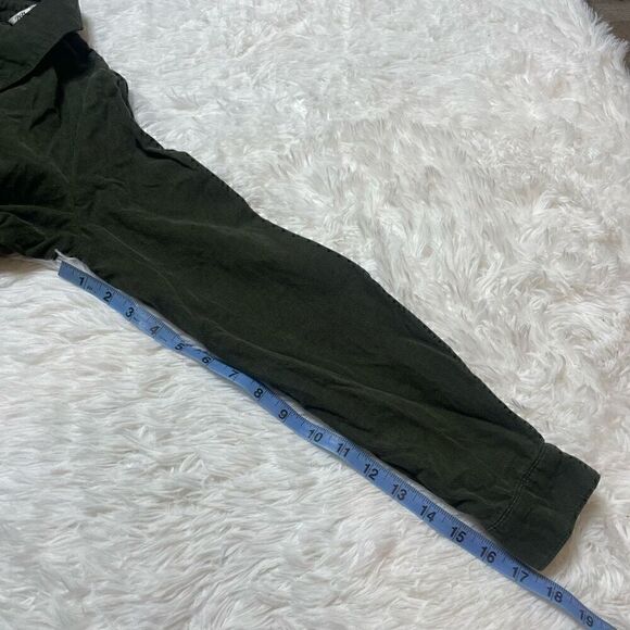Zara Dress Army Green Corduroy Tiered Small Long Sleeve Vneck Gold Button Fall - Picture 8 of 10